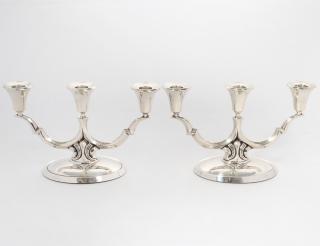 Appraisal: DAVID ANDERSON SILVER THREE SOCLE CANDELABRUM Norwegian th Century Stamped