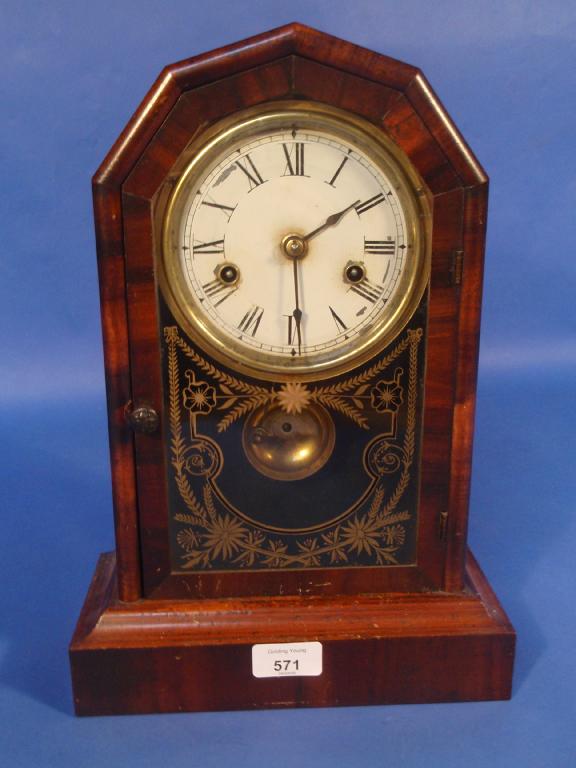 Appraisal: A thC American rosewood shelf clock high