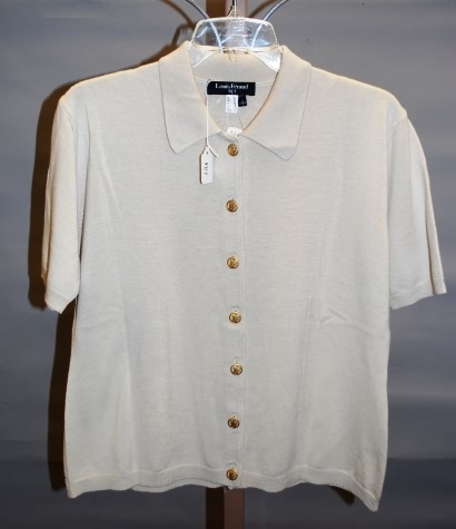 Appraisal: Louis Feraud tan new wool short sleeve button front top