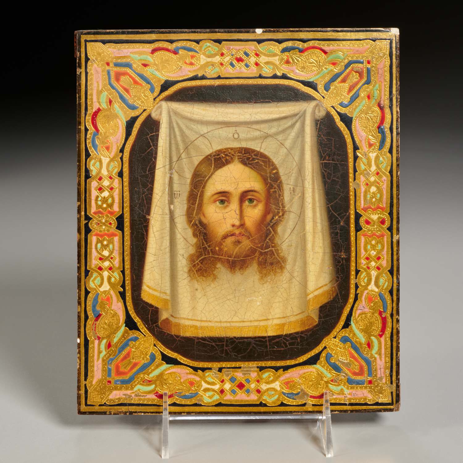 Appraisal: RUSSIAN ICON THE VEIL OF ST VERONICA th c gilt