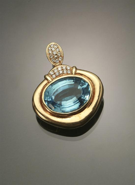 Appraisal: -Karat Yellow-Gold Diamond and Blue Topaz Enhancer Set with one