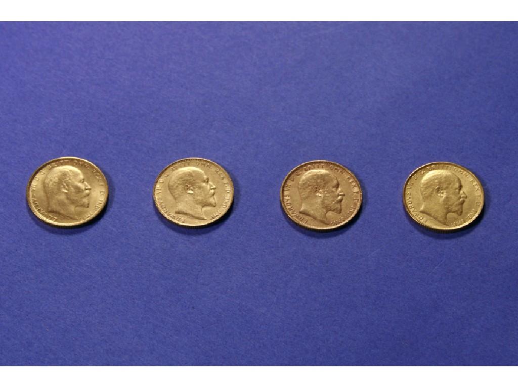 Appraisal: AN EDWARD VII GOLD SOVEREIGN one other and two dated