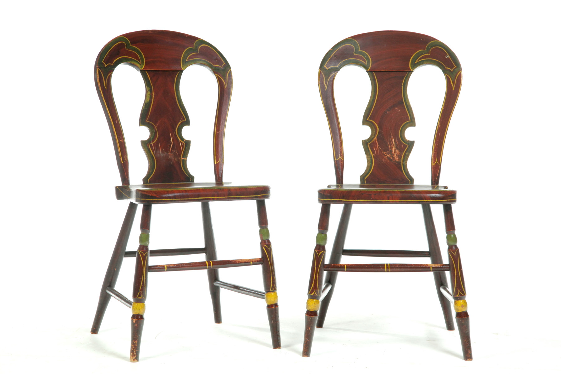 Appraisal: SET OF SIX GRAIN PAINTED BALLOON BACK CHAIRS American mid