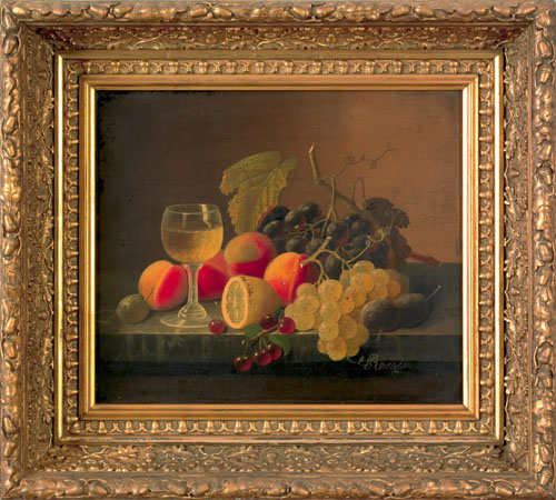 Appraisal: Severin Roesen American - oil on canvas still life with