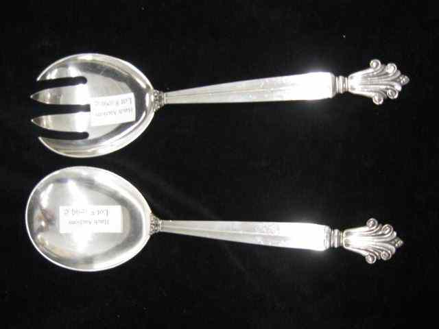 Appraisal: Georg Jensen Sterling ''Acanthus'' Salad Set '' long