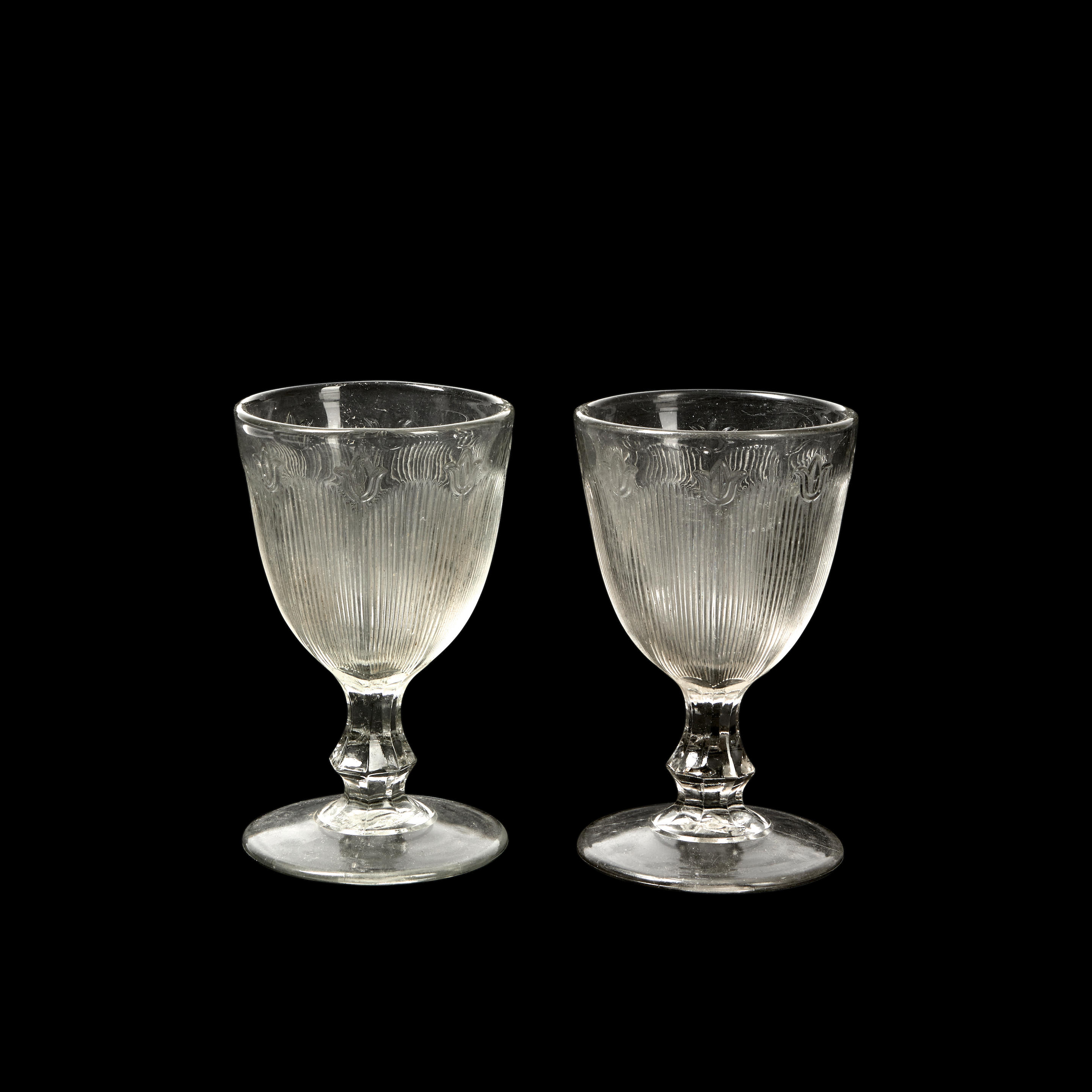 Appraisal: Two Early American Colorless Pressed Glass Fine Rib with Bellflower