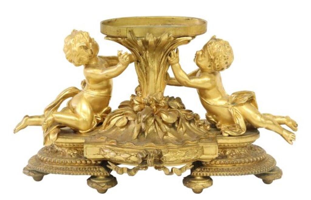 Appraisal: French Louis XV style bronze dore centerpiece th c foliated