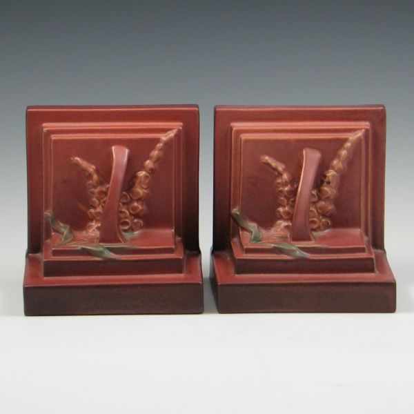 Appraisal: Roseville Foxglove Bookends both marked raised relief Roseville USA both