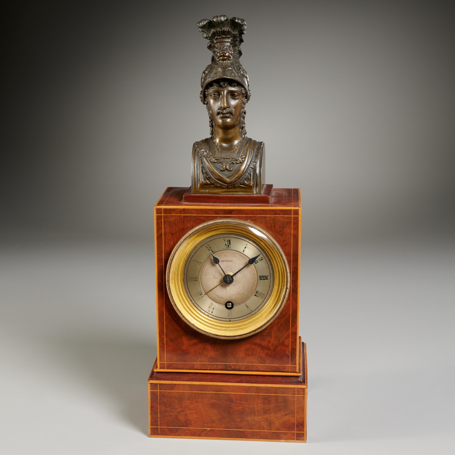 Appraisal: LOUIS PHILIPPE BRONZE AND MAHOGANY MANTEL CLOCK c French patinated