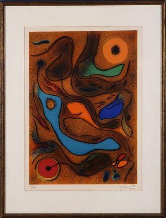 Appraisal: GUSTAVE SINGIER - ORGANIC ABSTRACTION Lithograph in color singed in