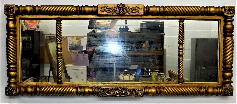 Appraisal: American Federal Gilt Wood Satyr Overmantel Mirror United States Early