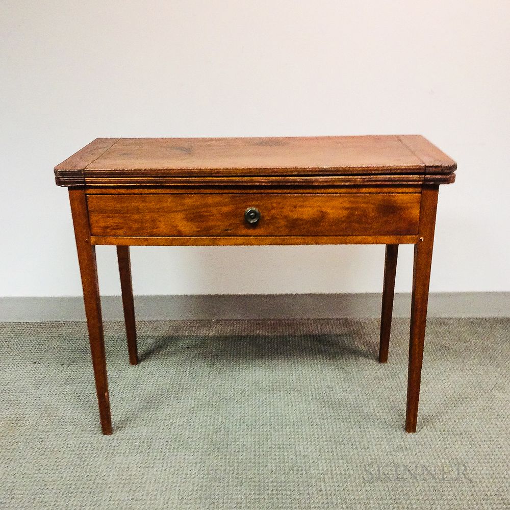 Appraisal: Federal Birch One-drawer Card Table Federal Birch One-drawer Card Table