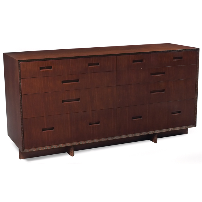 Appraisal: Frank Lloyd Wright chest of drawers manufactured by Heritage Henredon