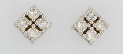 Appraisal: A Pair of Ladies' Diamond Earrings k white gold earrings