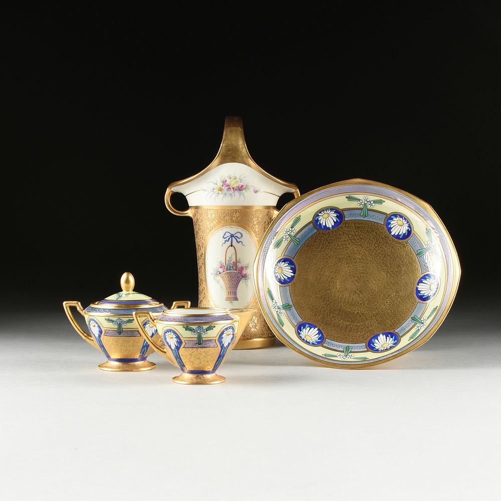 Appraisal: A GROUP OF FOUR FRENCH PICKARD PARCEL GILT ENAMELED PORCELAIN