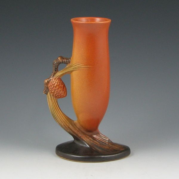 Appraisal: Roseville Pine Cone bud vase in brown Marked Roseville USA