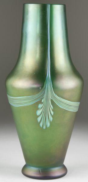 Appraisal: Large Green Art Glass Vase with subtle yellow and blue