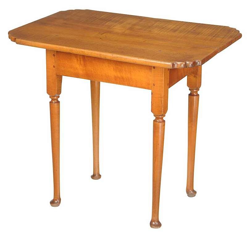 Appraisal: Queen Anne Tiger Maple Table New England th century rectangular