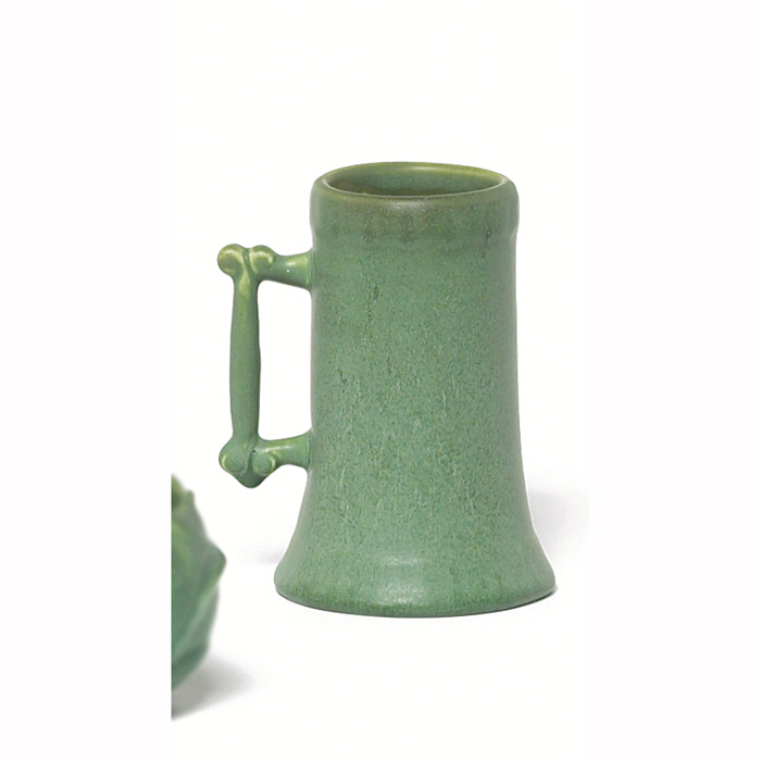 Appraisal: Hampshire handled vessel sculpted handle all covered with a green