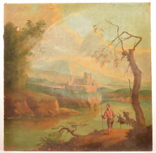 Appraisal: Castle Ruins Oil on Canvas Painting Unsigned European th Century