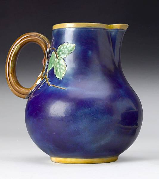 Appraisal: A Continental majolica pitcher late th century painted to underside