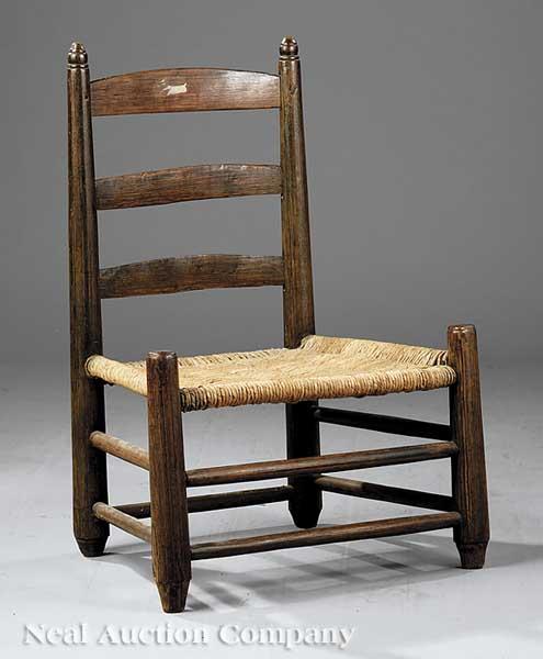 Appraisal: An American Hickory Ladderback Buckboard Chair early th c finialed