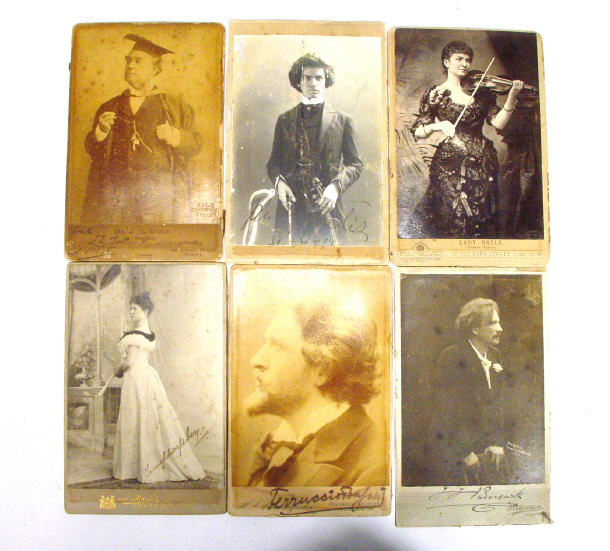 Appraisal: Six Victorian black and white postcards signed by musicians including