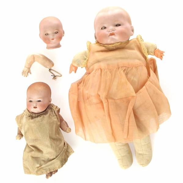 Appraisal: A group of four German Bisque headed dolls height of