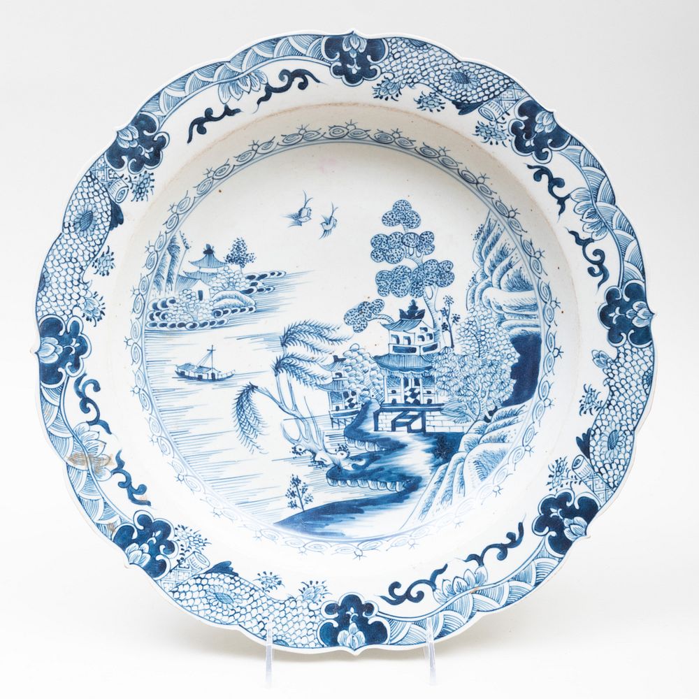 Appraisal: Chinese Blue and White Porcelain Shaped Charger in diam Master