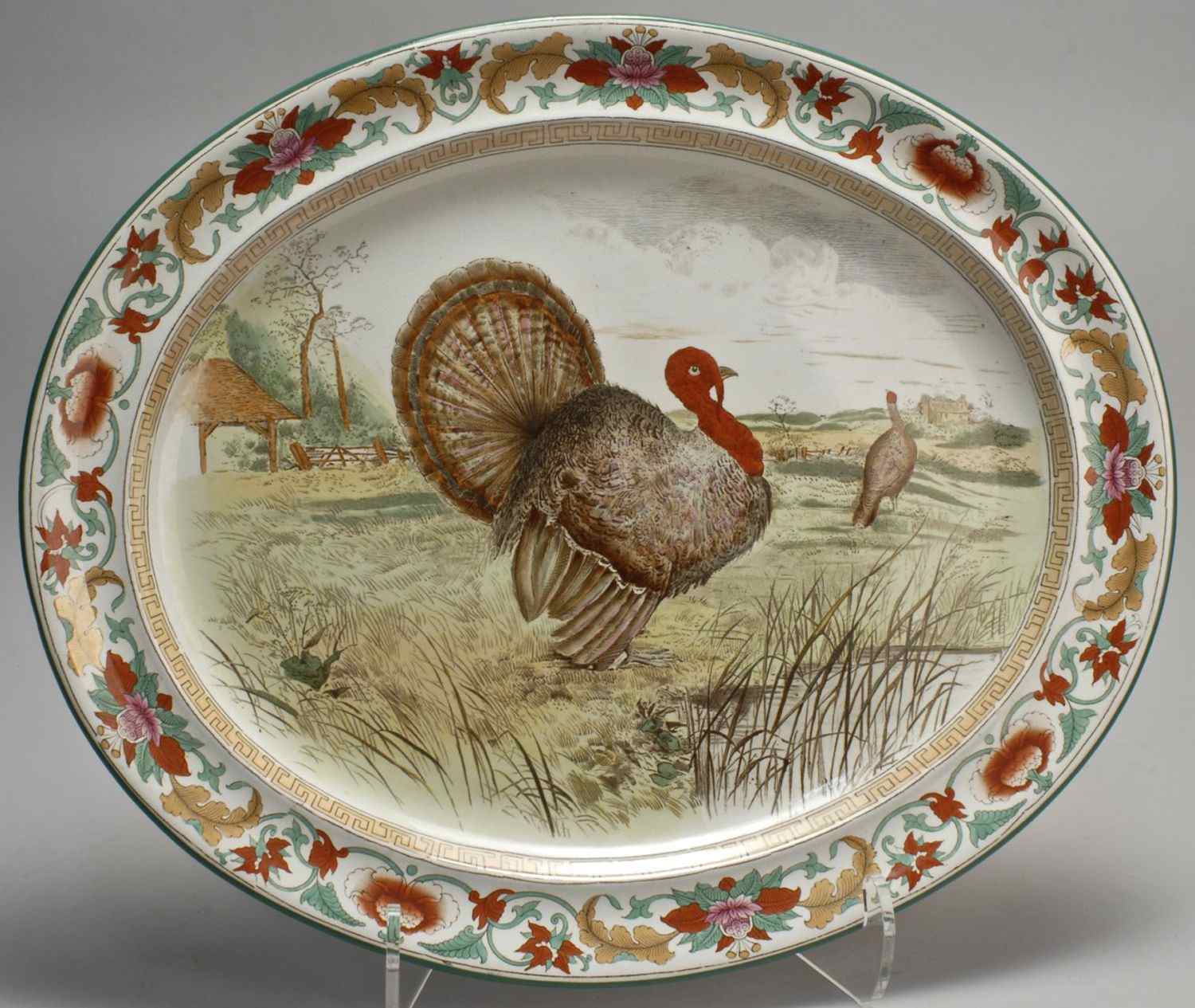 Appraisal: WEDGWOOD PORCELAIN OVAL PLATTERIn the Formosa'' pattern depicting two turkeys