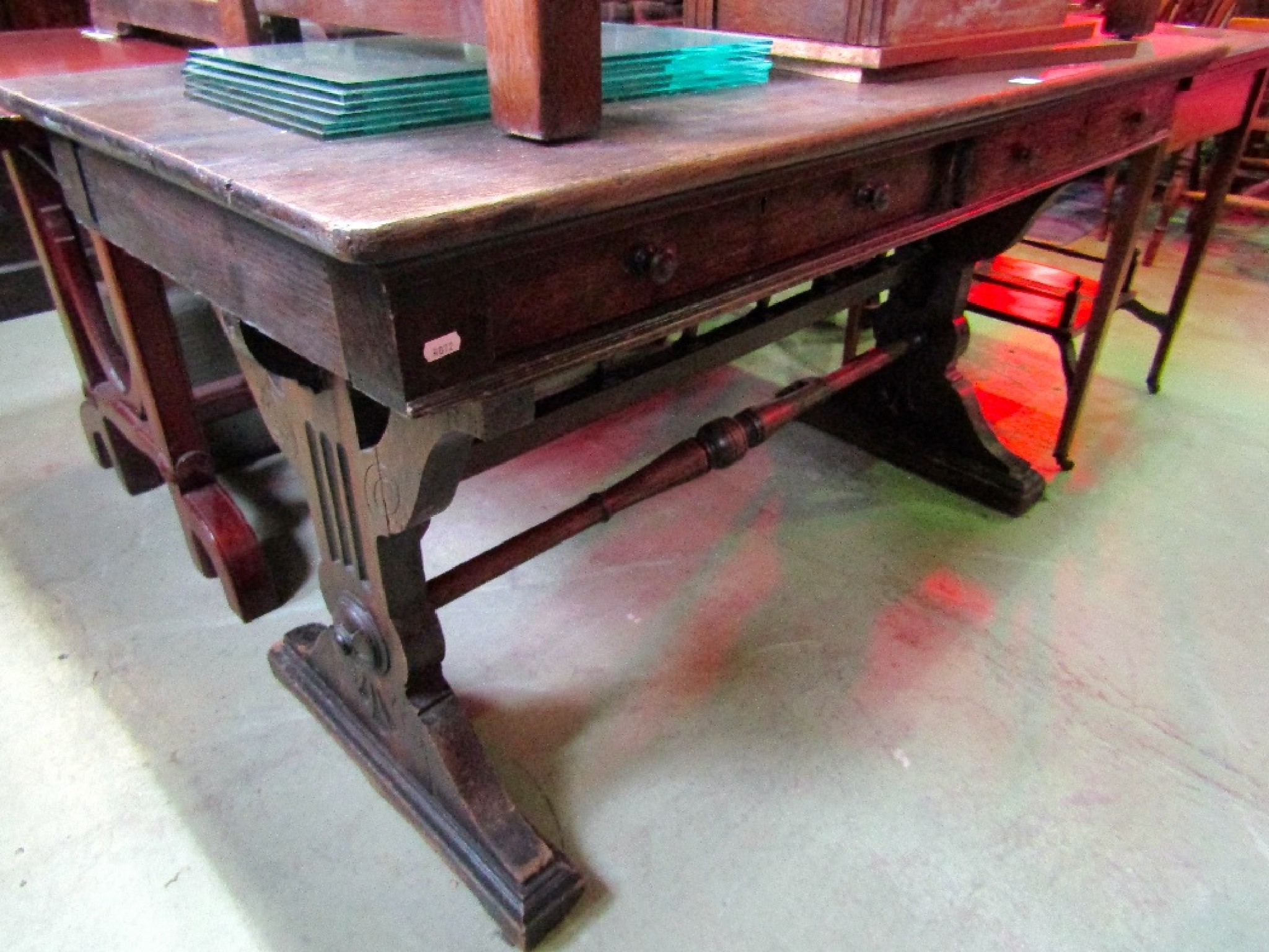 Appraisal: A Victorian oak side table of rectangular form with two