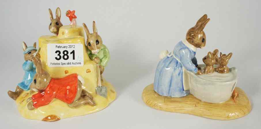 Appraisal: Royal Doulton Bunnykins Figures Sandcastle Moneybox DB and Tableau Bathnight