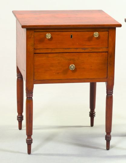 Appraisal: Good Southern Cherry Two-Drawer Work Table mid- th century the