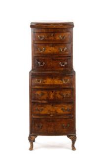 Appraisal: English Mahogany Burl Wood English th century A two-tiered mahogany