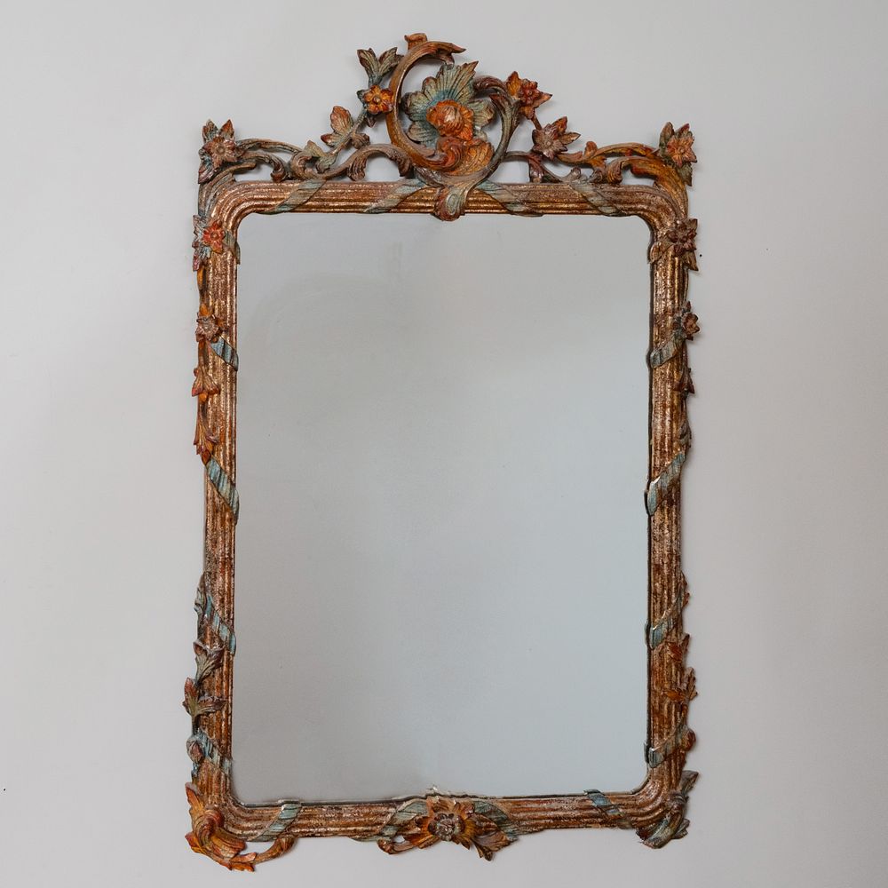 Appraisal: Louis XV Style Painted and Parcel-Gilt Mirror x in