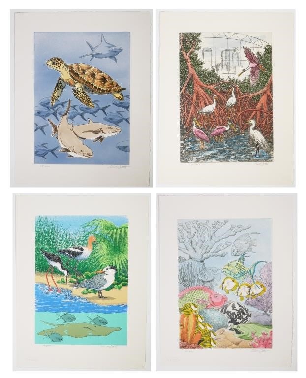 Appraisal: Group of four signed and limited prints honoring the Florida