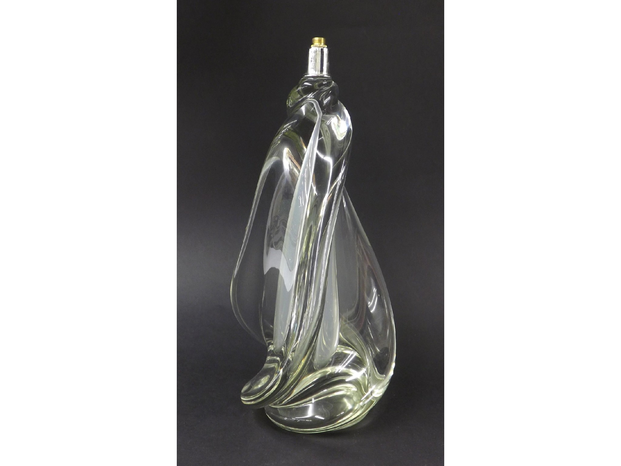 Appraisal: Attributed to Val St Lambert - rippled clear glass lamp