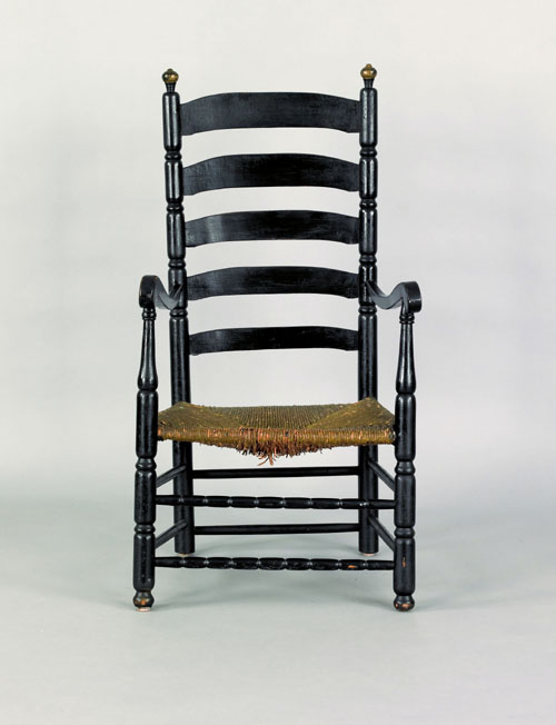 Appraisal: New York five slat ladderback armchair late th c retaining