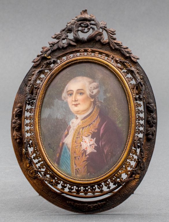 Appraisal: SIGNED EUROPEAN MINIATURE PORTRAIT OF LOUIS XVI European School miniature