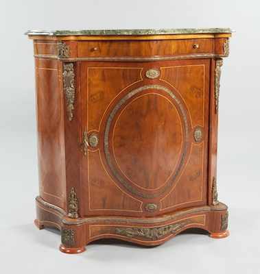 Appraisal: A Curved Front Cabinet with Green Marble Top A traditionally