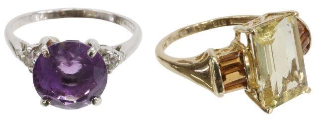 Appraisal: lot of Estate gold platinum ring group round-cut amethyst approx