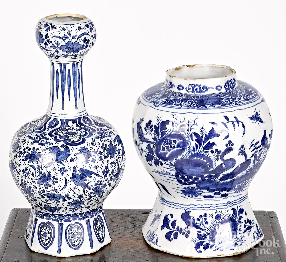 Appraisal: Two Delft blue and white vases Exclusive on Bidsquare Two