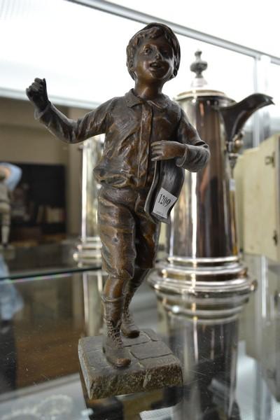 Appraisal: FRENCH SPELTER FIGURE OF A PAPER BOY