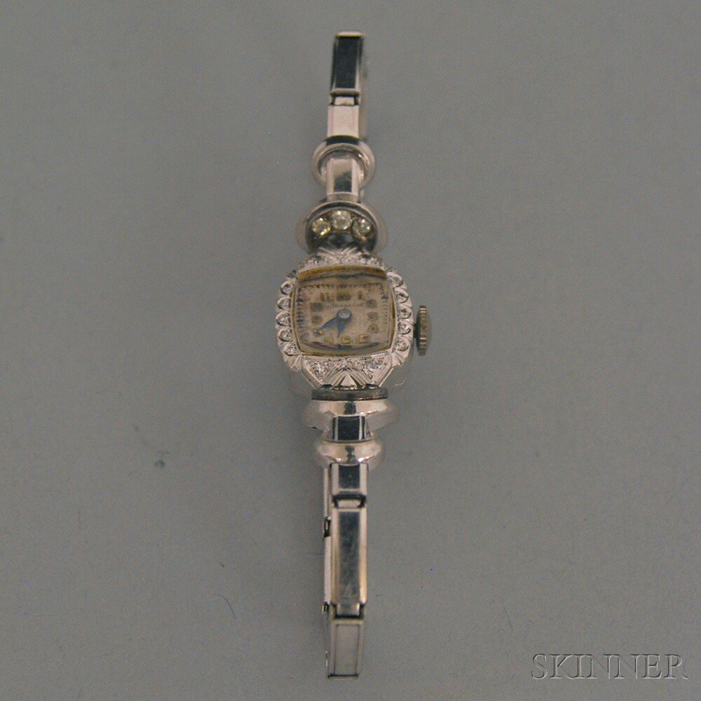 Appraisal: Lady's Normandie Platinum and Diamond Wristwatch on later Spiedel band