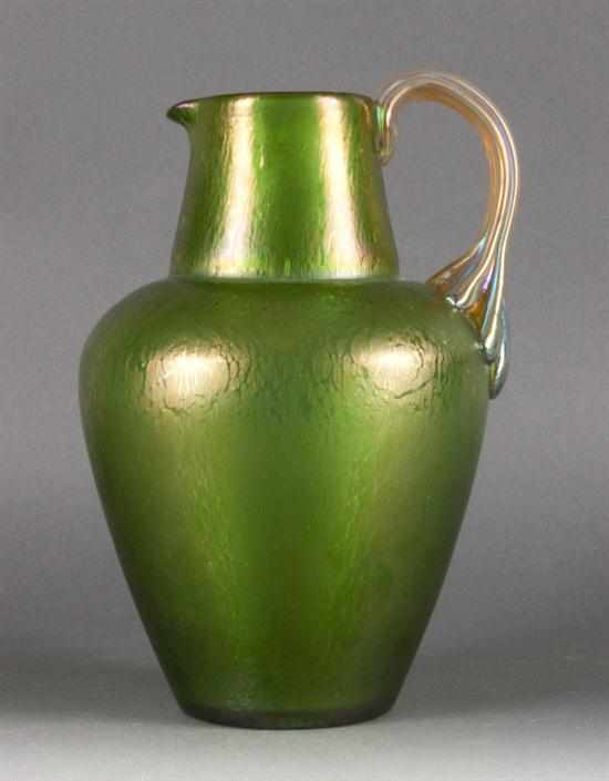 Appraisal: Continental iridescent glass pitcher probably Loetz first quarter- th century