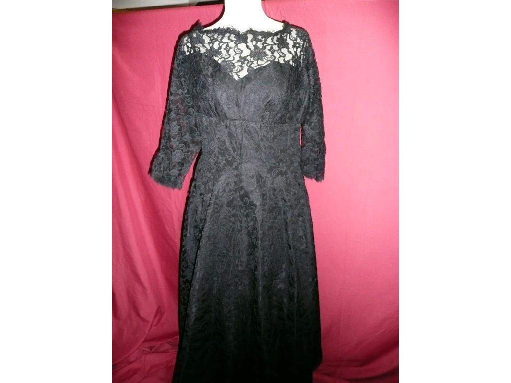 Appraisal: A 's Fenwick black lace cocktail dress long lace sleeves