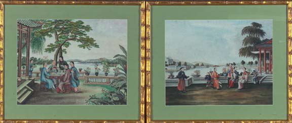 Appraisal: Good Set of Five Chinese Watercolor and Gouache Panels depicting