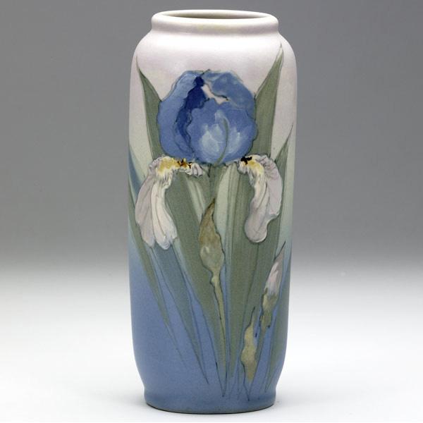 Appraisal: WELLER Hudson vase painted by Sarah Timberlake with irises Kiln