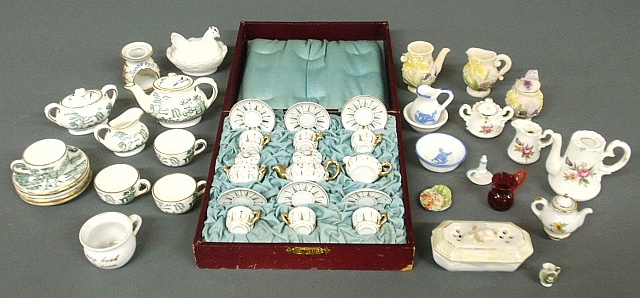 Appraisal: - Miniature porcelain tea sets incl a green and white