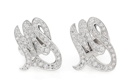 Appraisal: Sale Lot A Pair of Platinum and Diamond Monogram Cufflinks